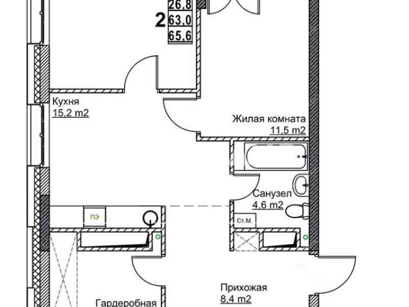 двухкомнатная квартира на улице Бетанкура дом 7