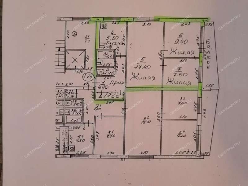 трёхкомнатная квартира на улице Даргомыжского дом 20  к2