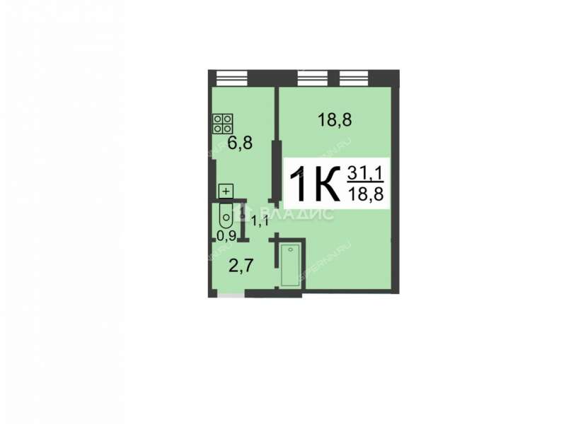 однокомнатная квартира на Молодёжном проспекте дом 62