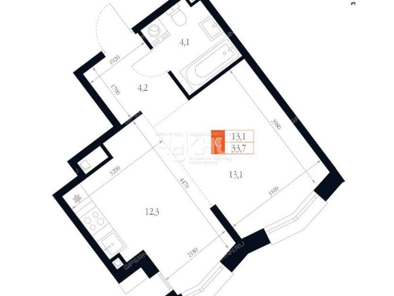 однокомнатная квартира в новостройке на Черниговской улице