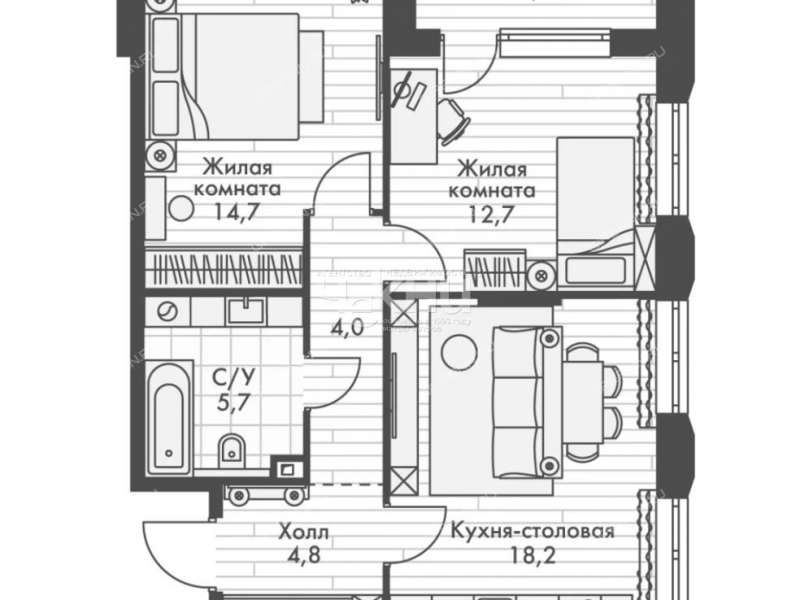 двухкомнатная квартира на Черниговской улице