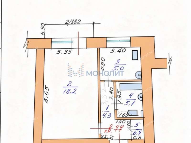 однокомнатная квартира на улице Ленина дом 131 город Бор