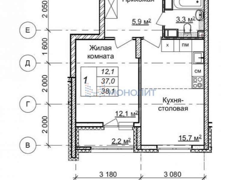 однокомнатная квартира на проспекте Героев Донбасса дом 10