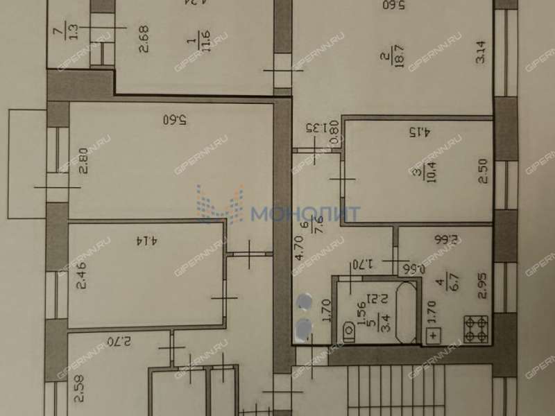 трёхкомнатная квартира на улице Пушкина дом 34Б