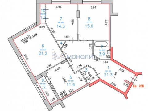 3-komnatnaya-ul-vladimira-vysockogo-d-1 фото