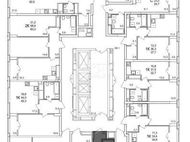 однокомнатная квартира в новостройке примерно в 0,3 км на северо-восток от д.Анкудиновка, д.3 в ЖК КМ Анкудиновский парк Анкудиновка