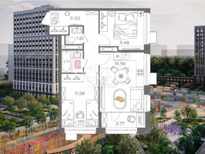 двухкомнатная квартира на Львовской улице