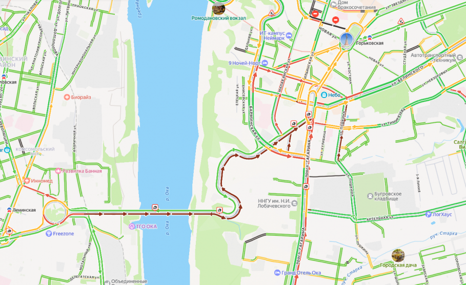 Площадь Лядова в 9:20. Источник: yandex.ru/maps