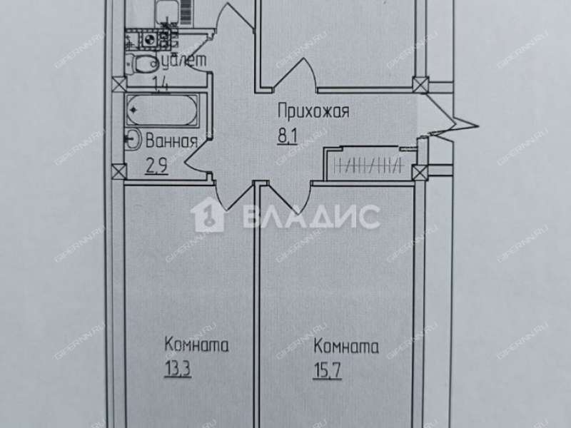 трёхкомнатная квартира на улице Гагарина дом 16 к1