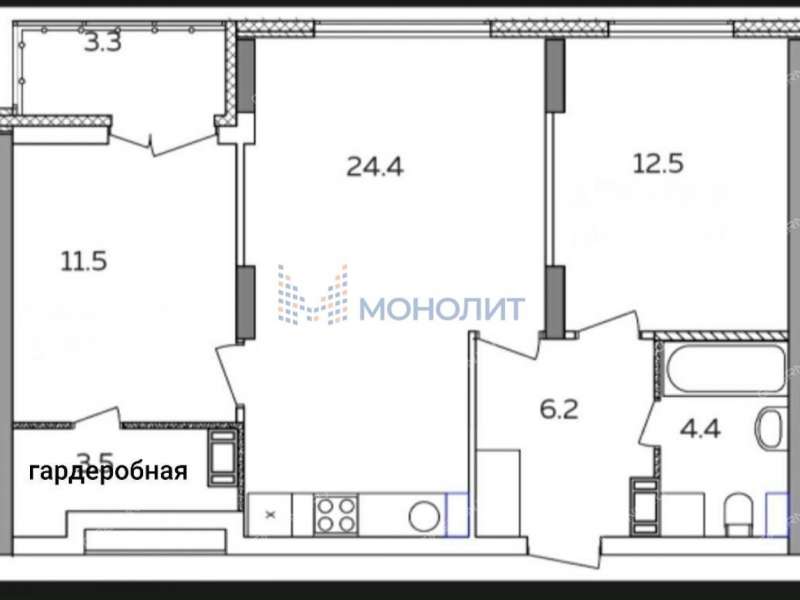 двухкомнатная квартира на Русской улице улице дом 15 деревня Анкудиновка