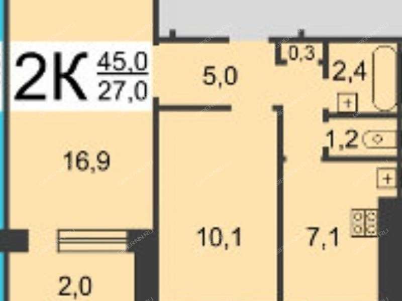 двухкомнатная квартира на улице Сергея Акимова дом 2