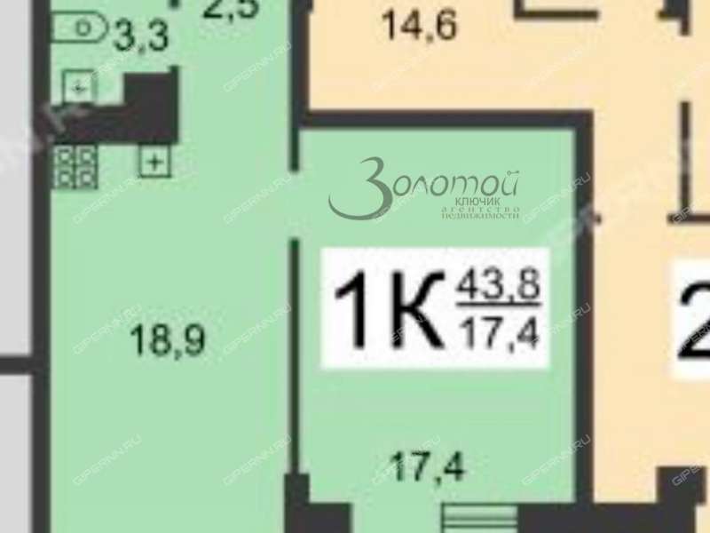 однокомнатная квартира на улице Сазанова дом 15